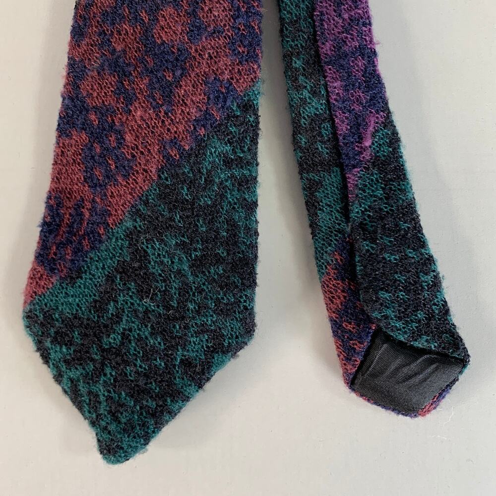 MISSONI Teal Navy Geometric Wool Blend Tie